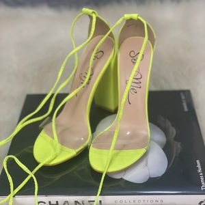 Neon clear heels with wrap around tie string